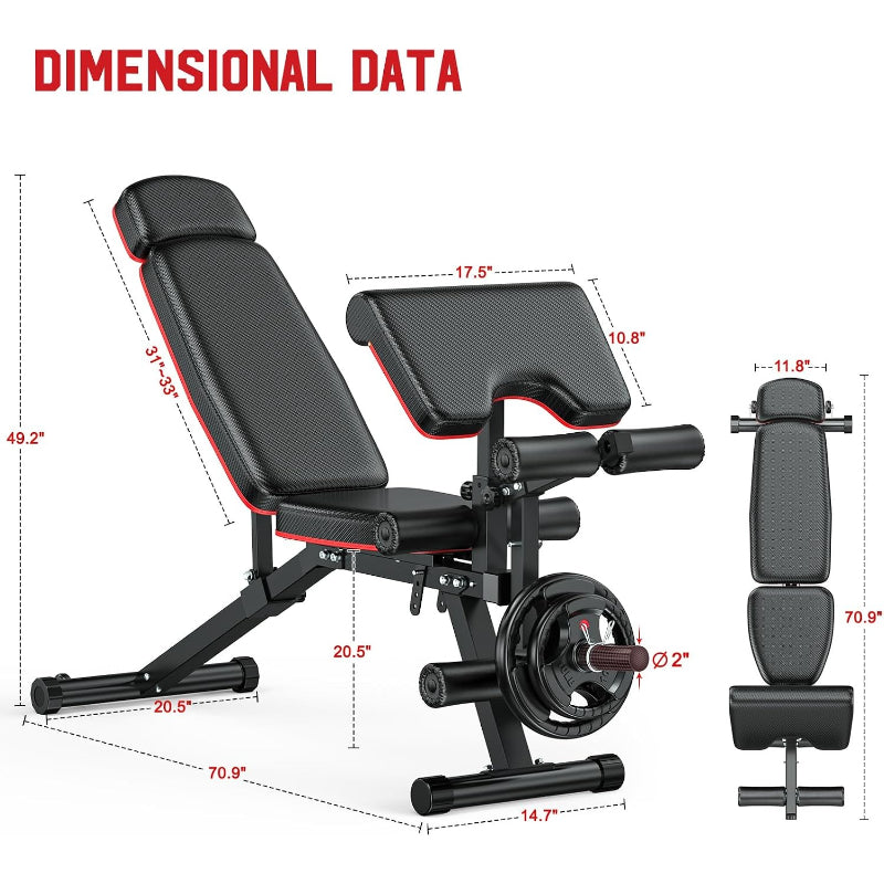 Adjustable FID Weight Bench with Leg Developer