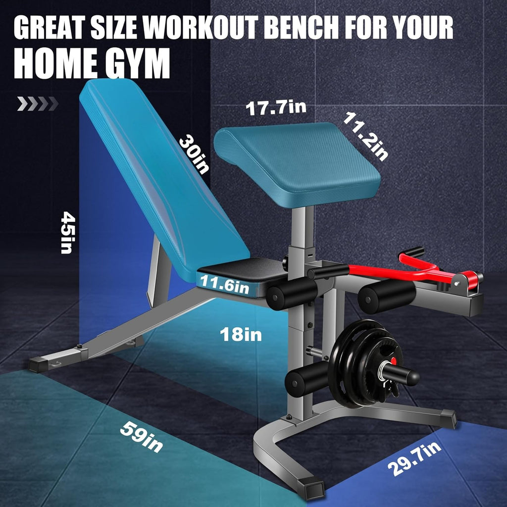 Adjustable FID Weight Bench with Leg Developer