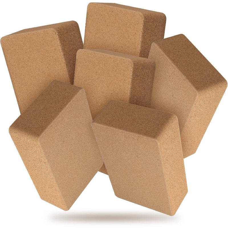 6‑Pack Non‑Slip Cork Yoga Blocks for Fitness