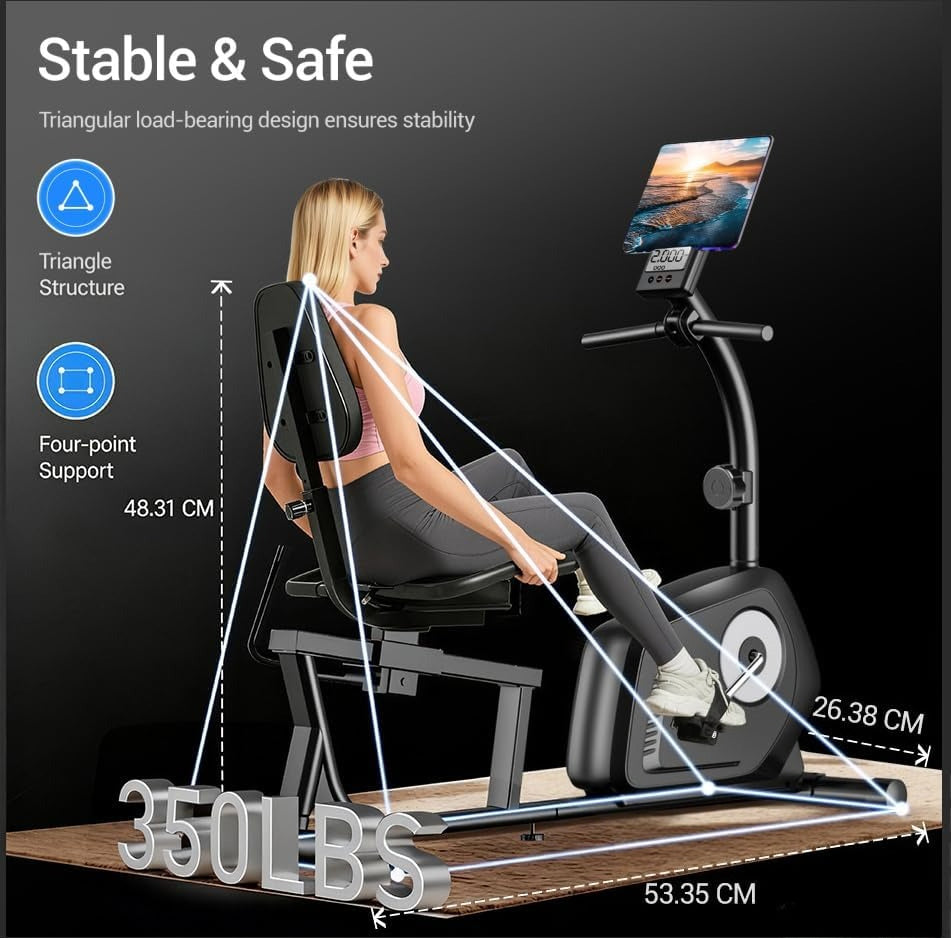 Magnetic Recumbent Exercise Bike with LCD Heart Monitor