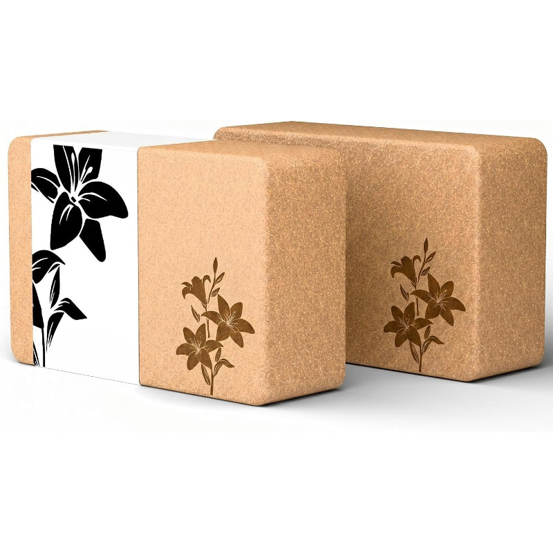 2‑Pack Laser‑Engraved Cork Yoga Blocks Set