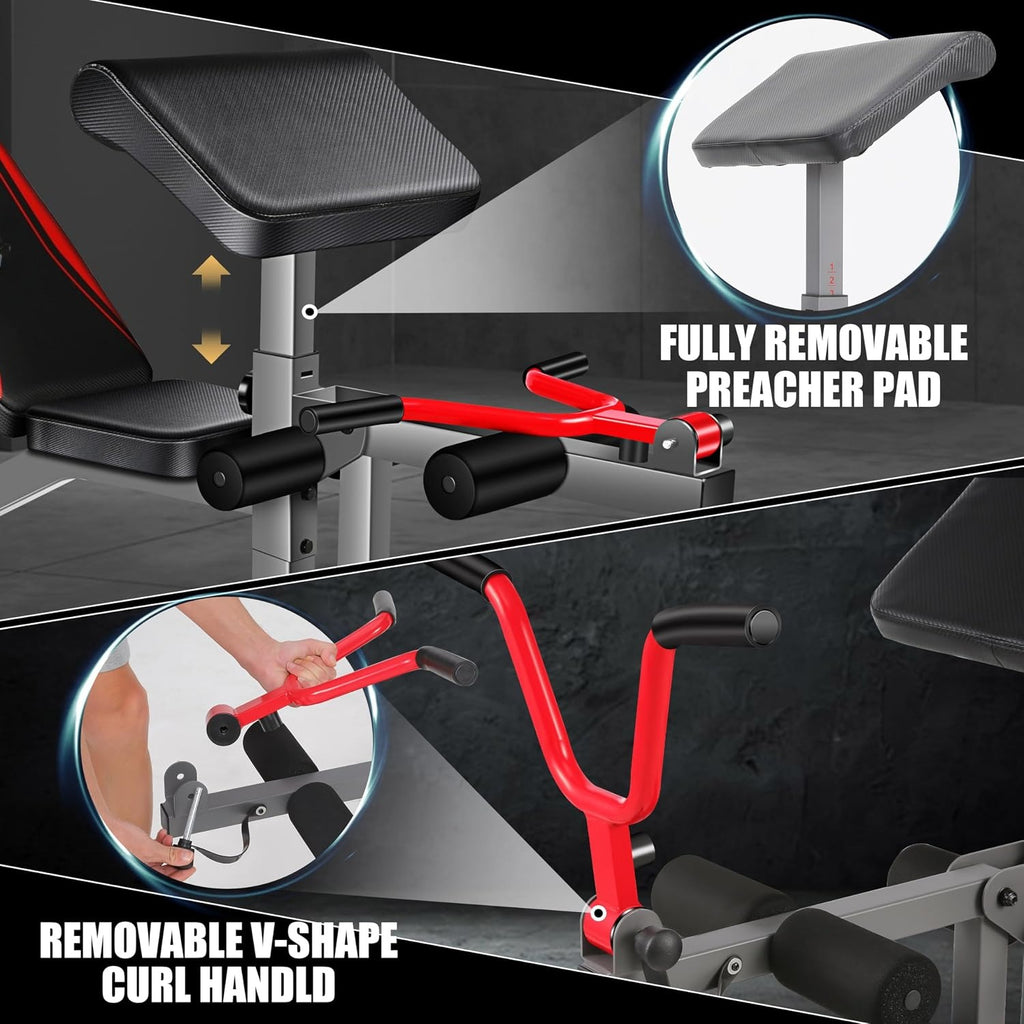 Adjustable FID Weight Bench with Leg Developer