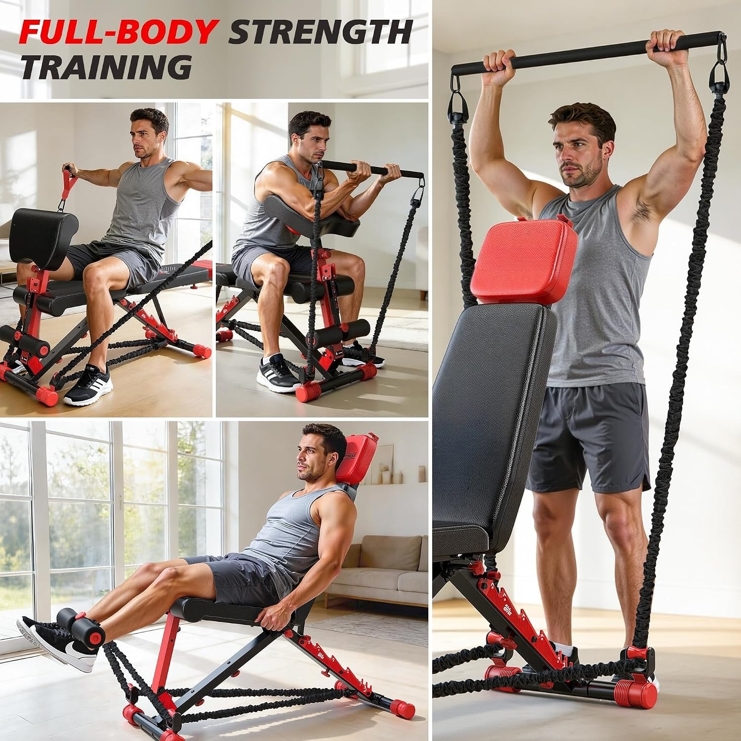 Foldable Adjustable Multi‑Function Weight Bench