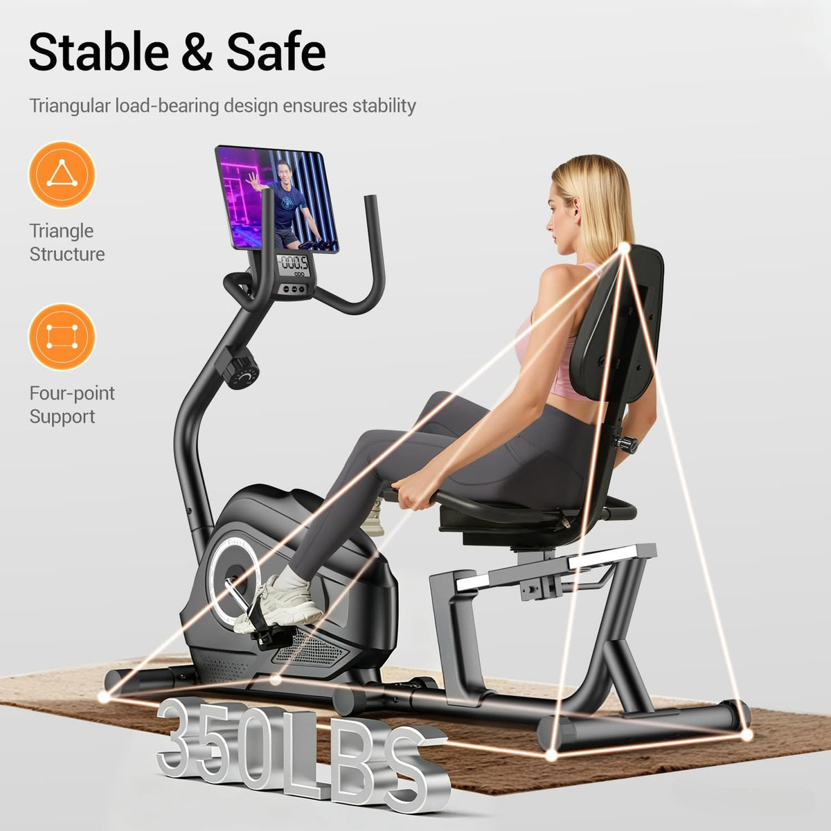 Magnetic Recumbent Bike with LCD Monitor for Seniors