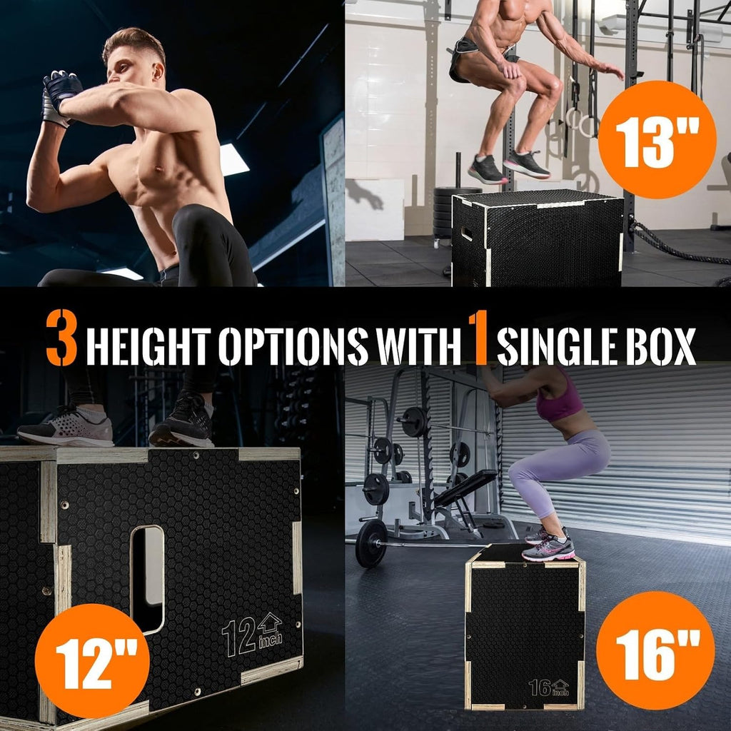 3‑in‑1 Heavy‑Duty Wooden Plyo Jump Box