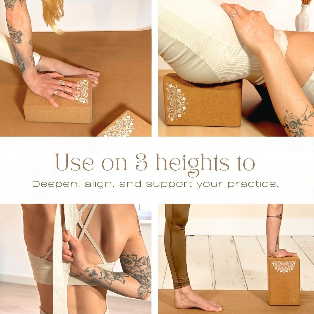 2‑Pack Cork Yoga Block Set with Strap & Canvas Bag