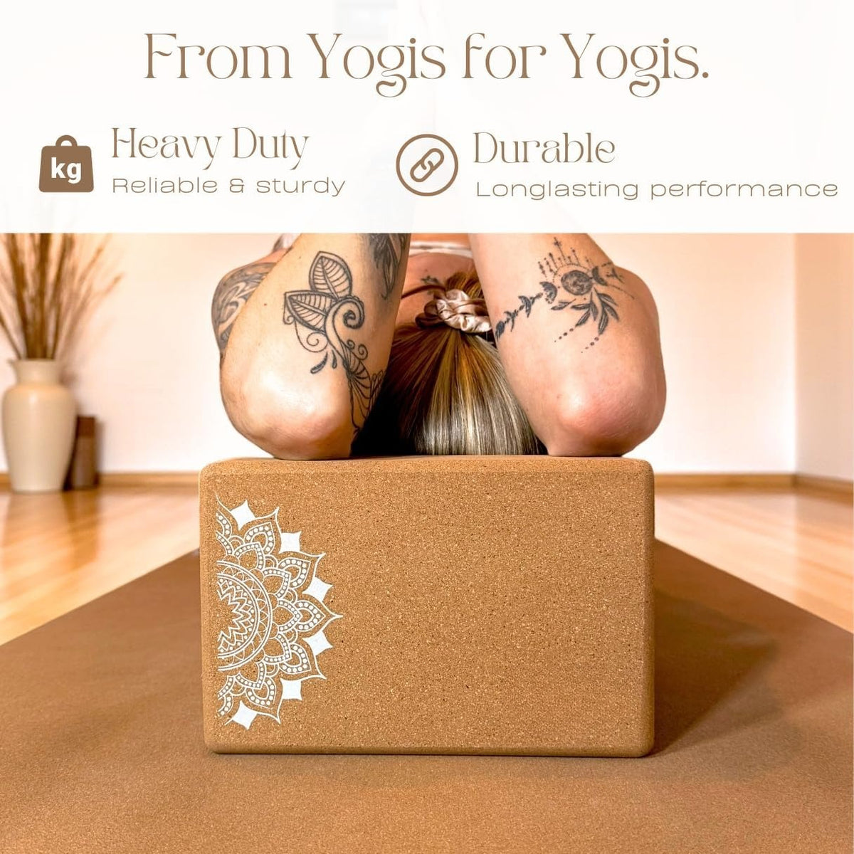 2‑Pack Cork Yoga Block Set with Strap & Canvas Bag