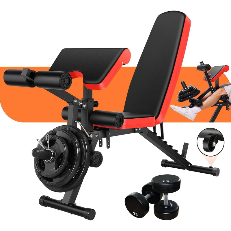 Heavy‑Duty Adjustable Weight Bench with Leg Developer