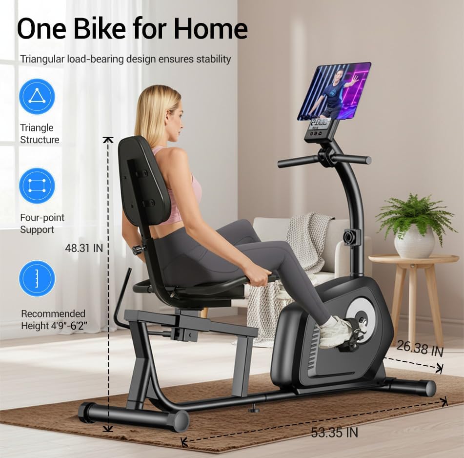 Magnetic Recumbent Bike with LCD Monitor for Seniors