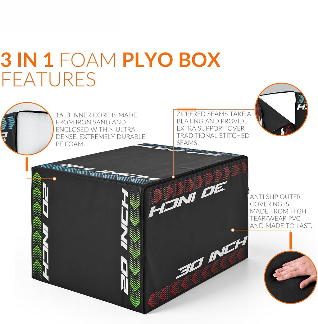 3‑in‑1 Adjustable Foam Plyometric Jump Box