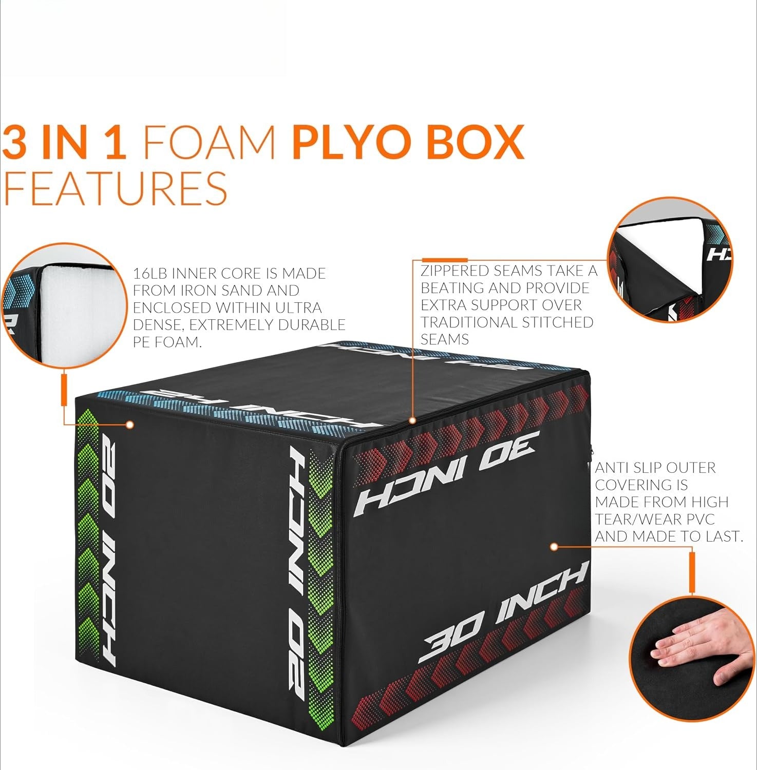 3‑in‑1 Adjustable Foam Plyometric Jump Box