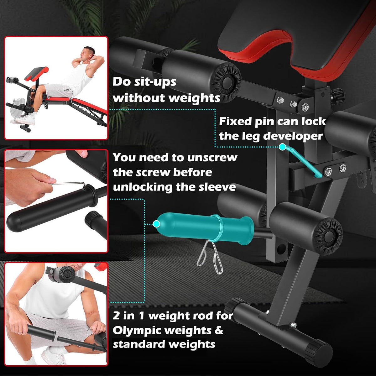 Heavy‑Duty Adjustable Weight Bench with Leg Developer