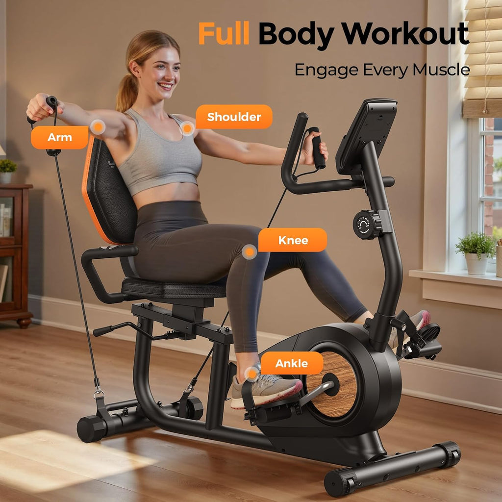 Magnetic Recumbent Exercise Bike with LCD Monitor