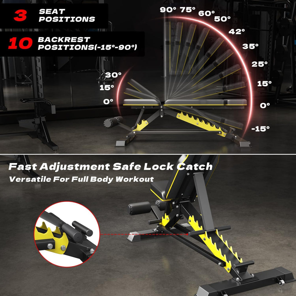 Heavy‑Duty Adjustable FID Weight Bench