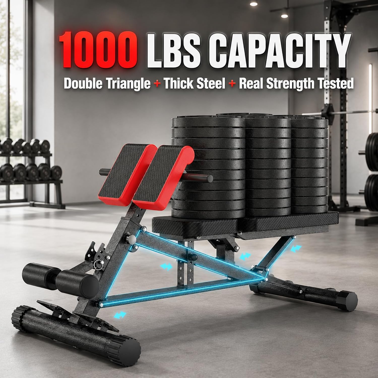 Adjustable Weight Bench with Roman Chair & Wheels