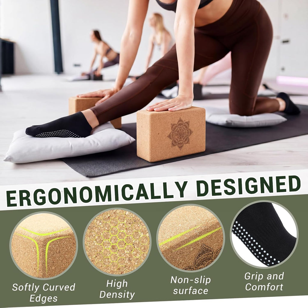 Complete Cork Yoga Accessory Kit for Pilates & Stretching