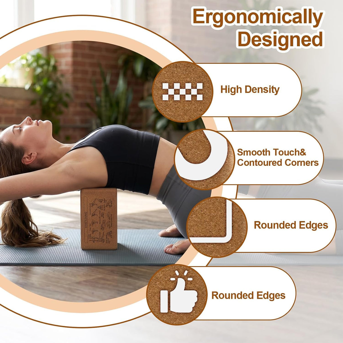 2‑Pack Eco‑Friendly Cork Yoga Blocks for All Levels