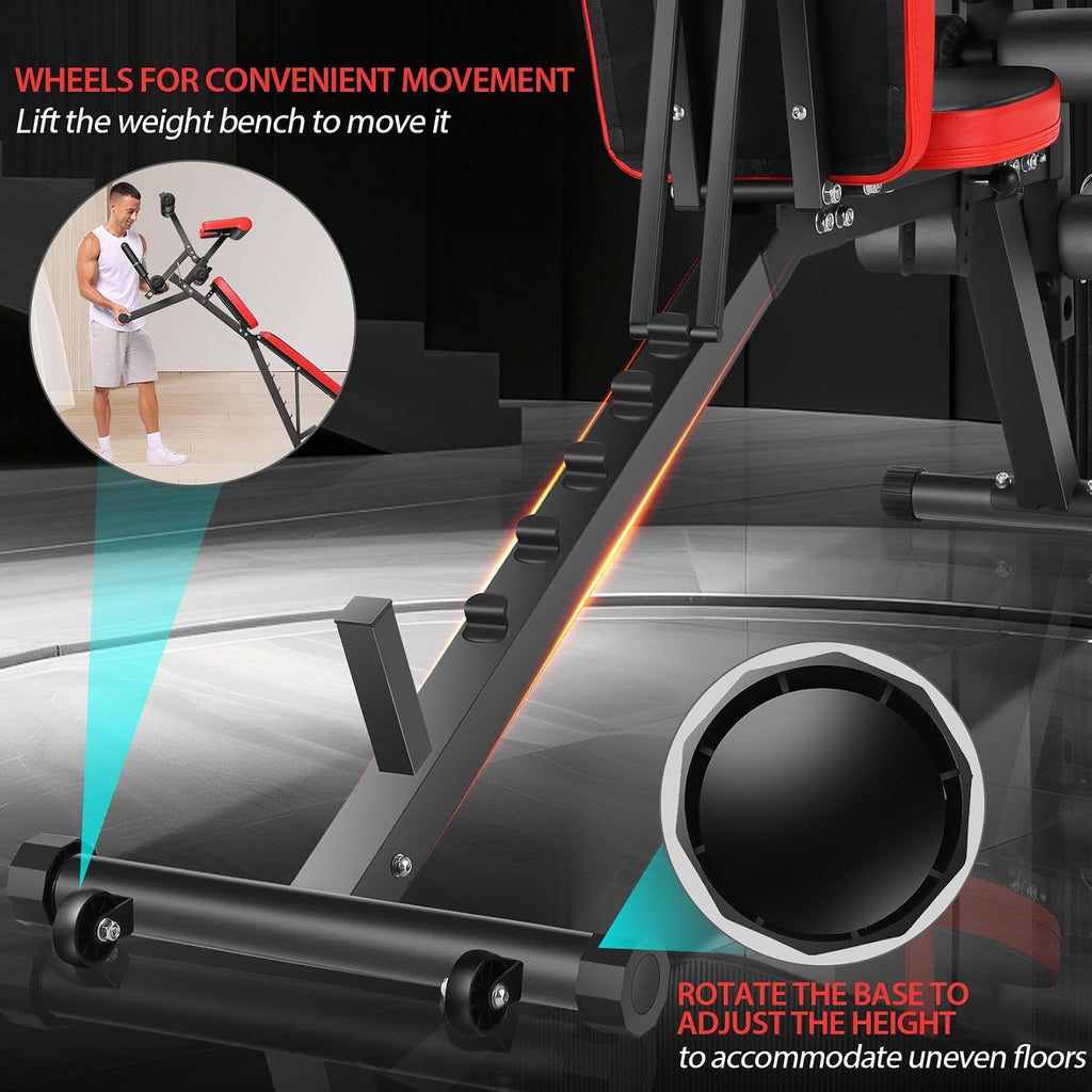 Heavy‑Duty Adjustable Weight Bench with Leg Developer