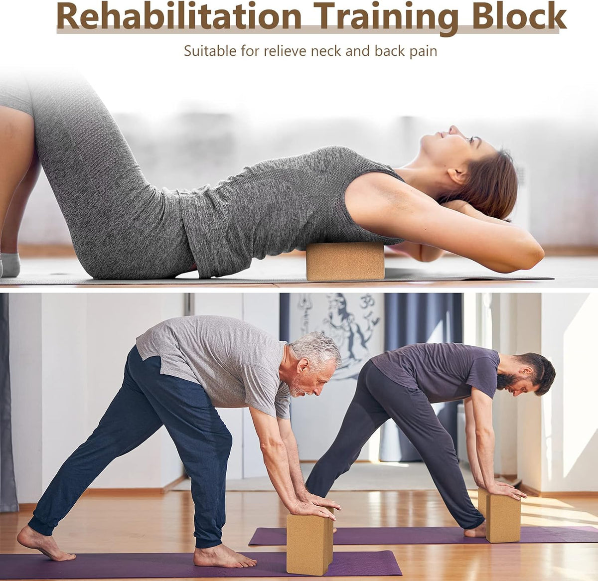 6‑Pack Non‑Slip Cork Yoga Blocks for Fitness