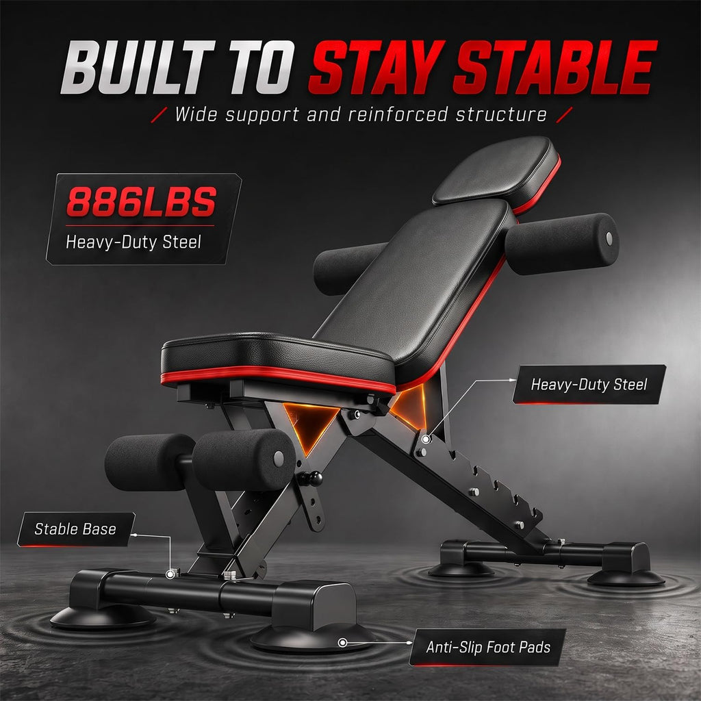 Heavy‑Duty Foldable Adjustable Workout Bench
