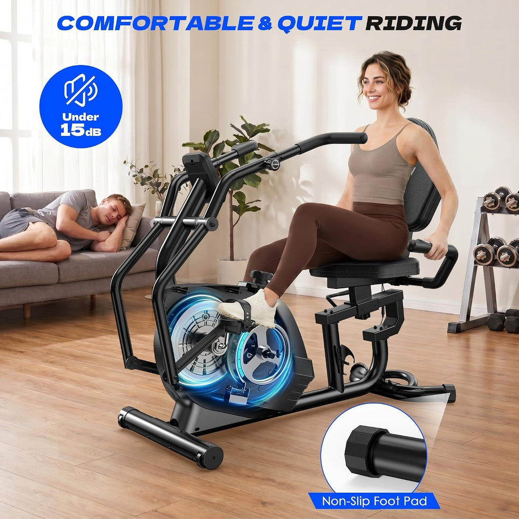 Recumbent Bike with Arm Exerciser & LCD Heart Monitor