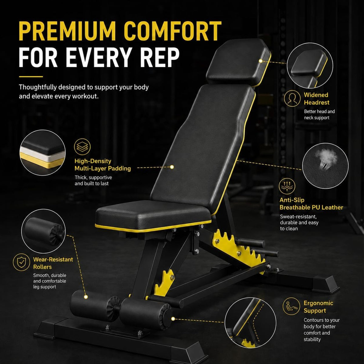 Heavy‑Duty Adjustable FID Weight Bench