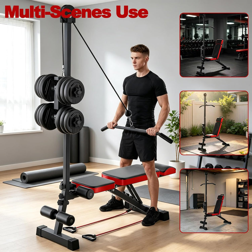 Multi‑Function Pulley‑System Adjustable Weight Bench