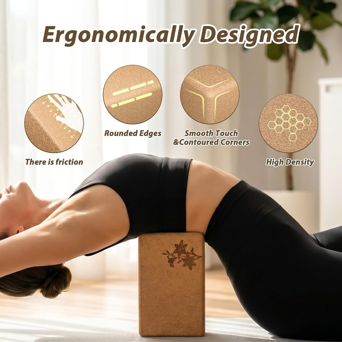 2‑Pack Laser‑Engraved Cork Yoga Blocks Set