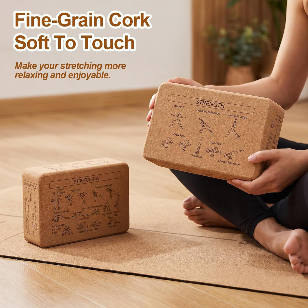 2‑Pack Eco‑Friendly Cork Yoga Blocks for All Levels