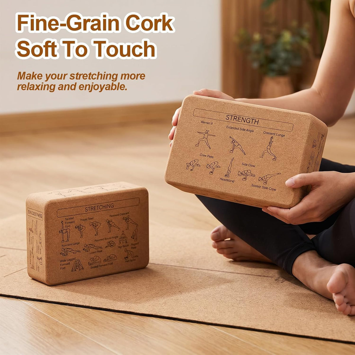2‑Pack Eco‑Friendly Cork Yoga Blocks for All Levels