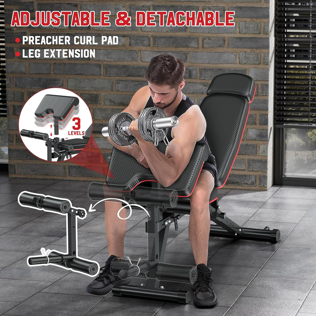 Adjustable FID Weight Bench with Leg Developer