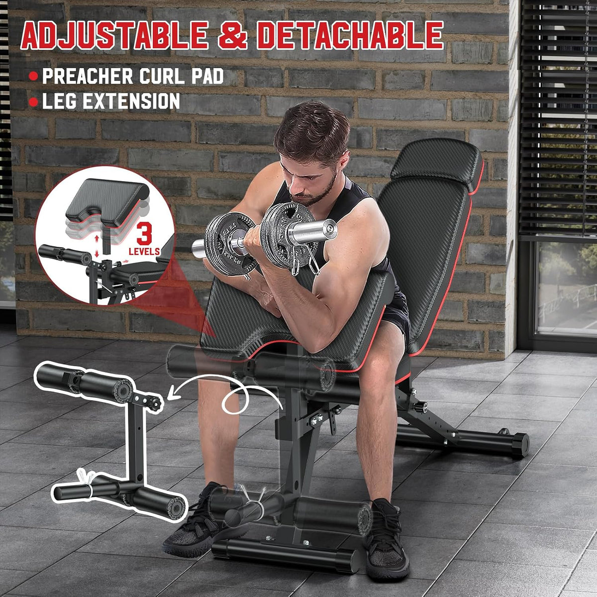 Adjustable FID Weight Bench with Leg Developer