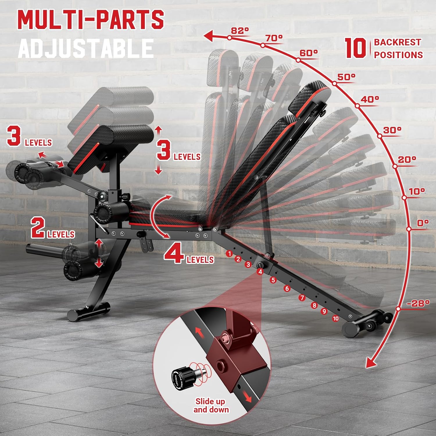 Adjustable FID Weight Bench with Leg Developer