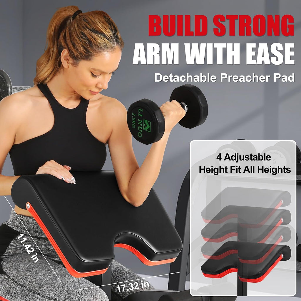 Foldable Multi‑Function Weight Bench with Squat Rack
