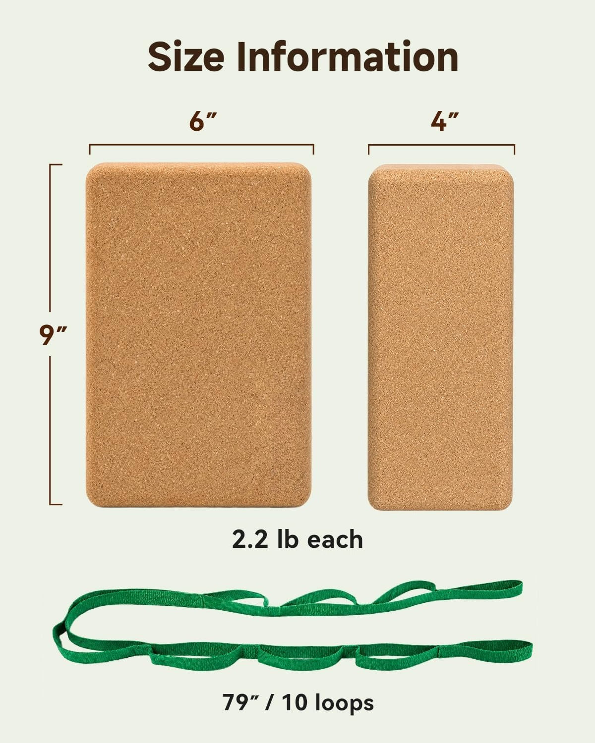 2‑Pack Cork Yoga Blocks Set with Strap & Storage Bag