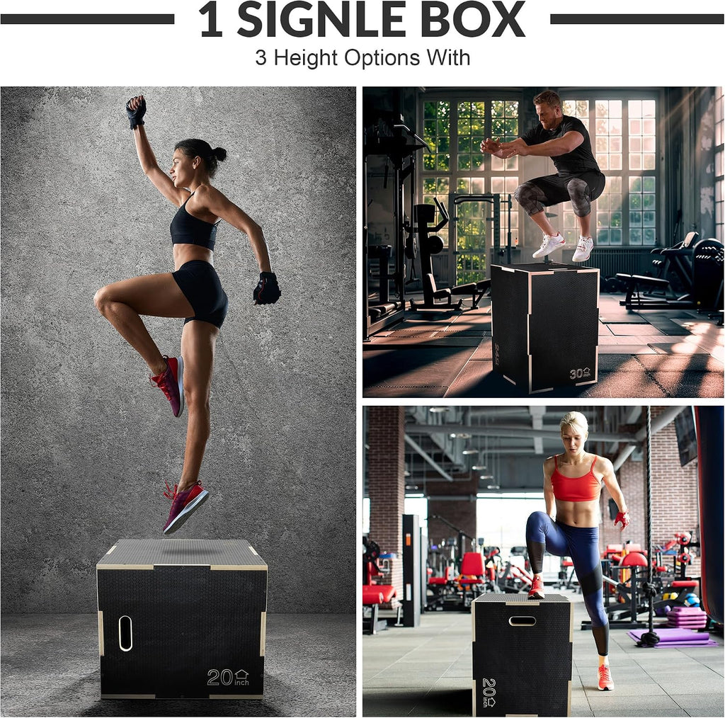 3‑in‑1 Wooden Non‑Slip Plyo Jump Box