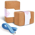 2‑Pack Cork Yoga Blocks Set with Yoga Strap