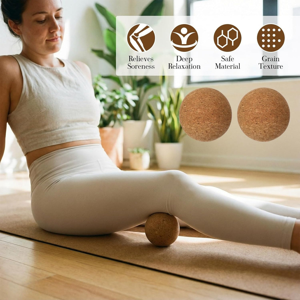 5‑Pack Cork Yoga Accessory Set for Home Fitness