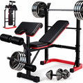 Foldable Multi‑Function Weight Bench with Squat Rack