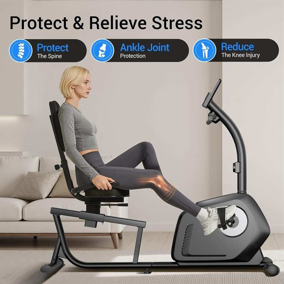 Magnetic Recumbent Exercise Bike with LCD Heart Monitor