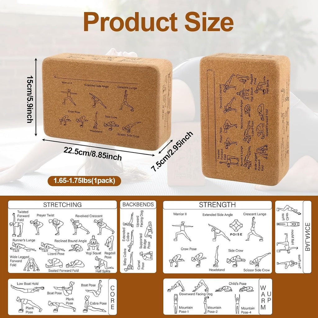 2‑Pack Eco‑Friendly Cork Yoga Blocks for All Levels