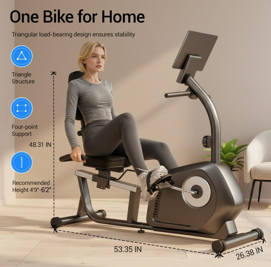 Magnetic Recumbent Exercise Bike with LCD Heart Monitor