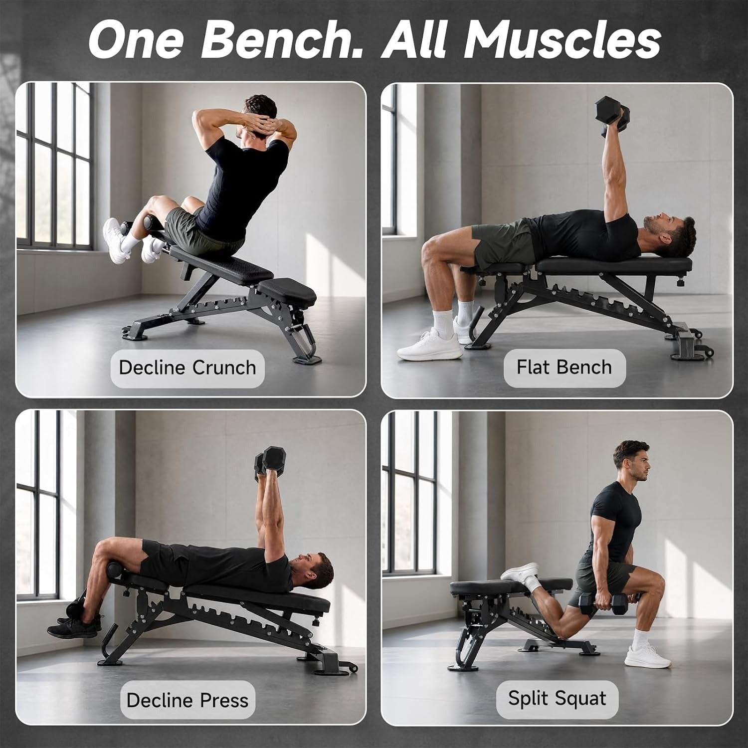 Commercial‑Grade Heavy‑Duty Adjustable Weight Bench