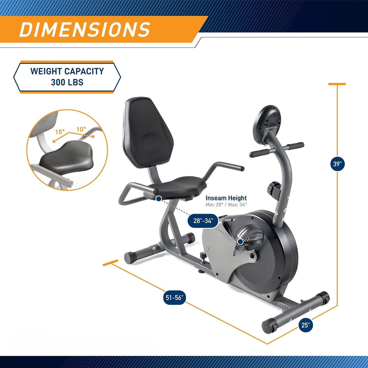Magnetic Recumbent Exercise Bike with Transport Wheels
