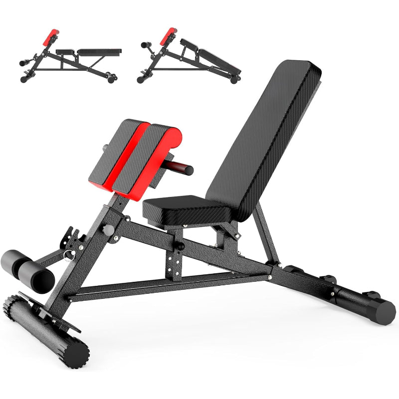 Adjustable Weight Bench with Roman Chair & Wheels