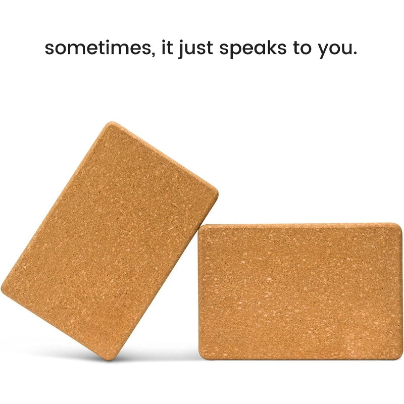 2‑Pack Premium Cork Yoga Blocks with Yoga Strap Set