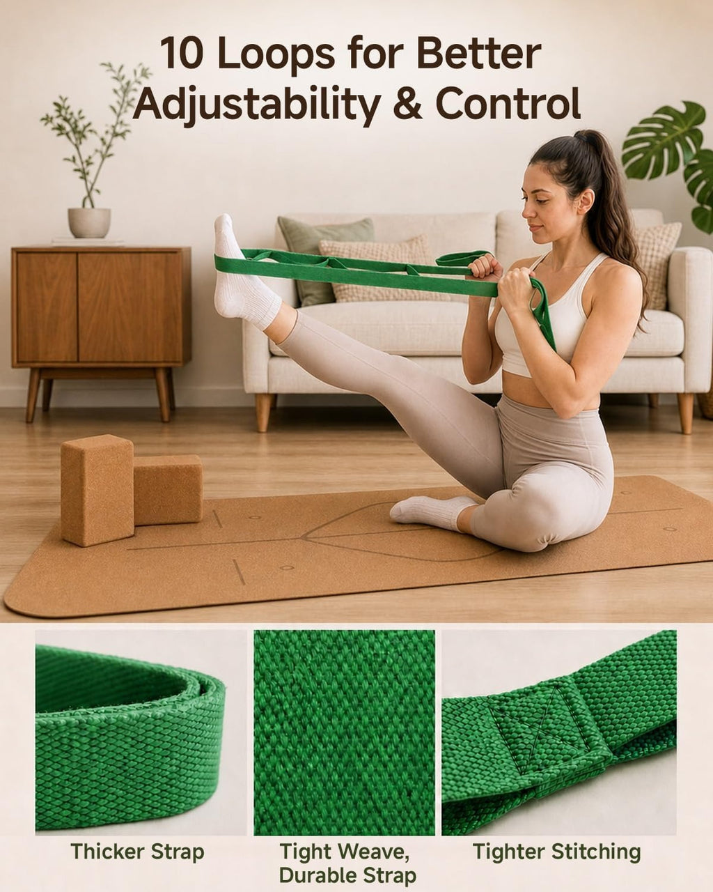 2‑Pack Cork Yoga Blocks Set with Strap & Storage Bag