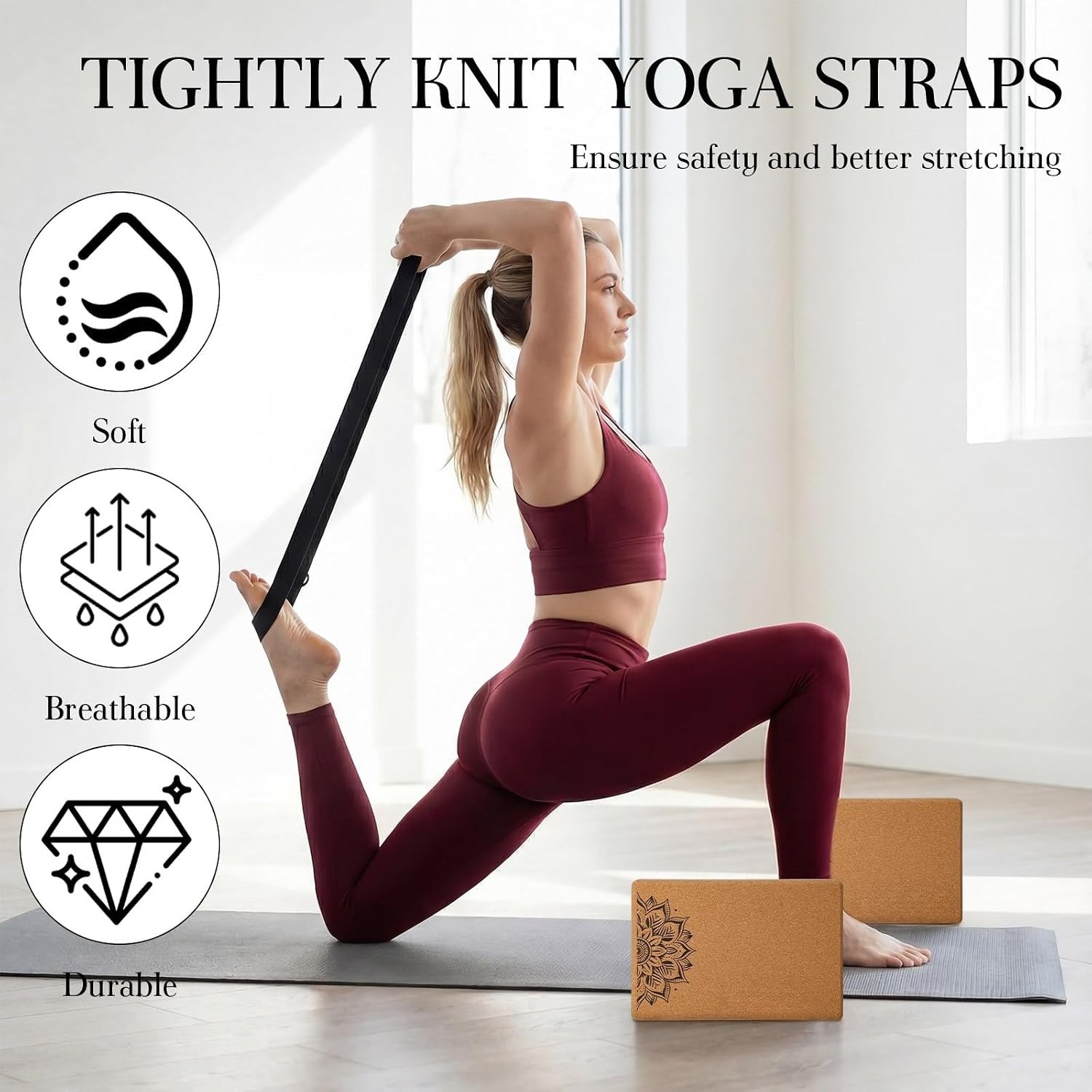 5‑Pack Cork Yoga Accessory Set for Home Fitness