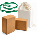2‑Pack Cork Yoga Blocks Set with Strap & Storage Bag